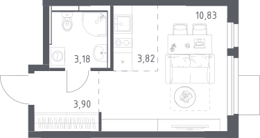 Студия, 21&nbsp;м²