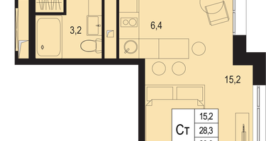 Студия, 28&nbsp;м²