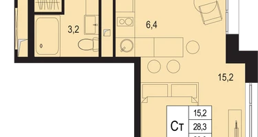 Студия, 28&nbsp;м²