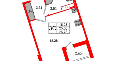 Студия, 25&nbsp;м²