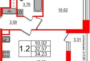 1-к. квартира, 32&nbsp;м²
