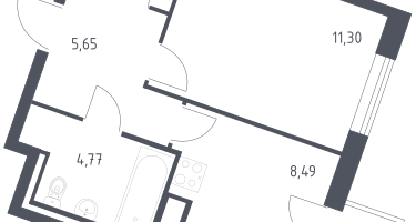 1-к. квартира, 33&nbsp;м²