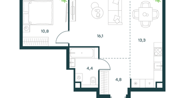 2-к. квартира, 49&nbsp;м²