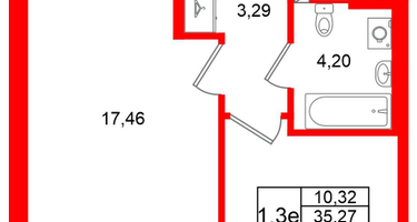 1-к. квартира, 35&nbsp;м²