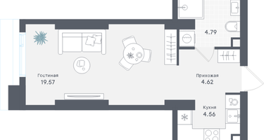 Студия, 33&nbsp;м²