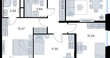 3-к. квартира, 71 м²