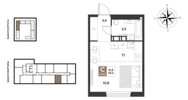 Студия, 25 м²