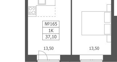 1-к. квартира, 37 м²