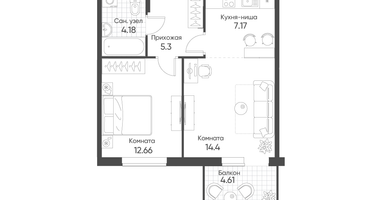 2-к. квартира, 45&nbsp;м²