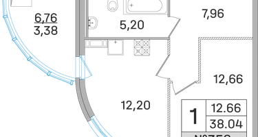 1-к. квартира, 37&nbsp;м²