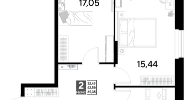 2-к. квартира, 65&nbsp;м²