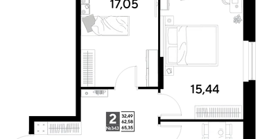 2-к. квартира, 65&nbsp;м²