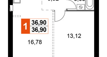 1-к. квартира, 36&nbsp;м²