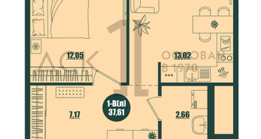1-к. квартира, 37&nbsp;м²