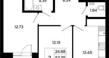 2-к. квартира, 53 м²