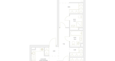 3-к. квартира, 70 м²