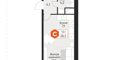 Студия, 28 м²