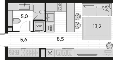 1-к. квартира, 32&nbsp;м²