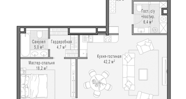 2-к. квартира, 90 м²