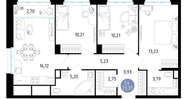 3-к. квартира, 73&nbsp;м²