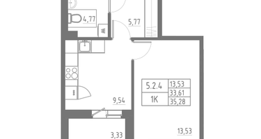 1-к. квартира, 35&nbsp;м²