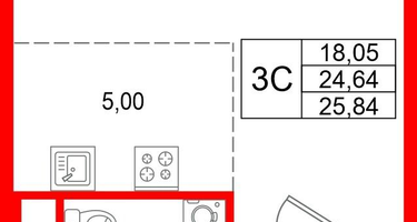 Студия, 24 м²