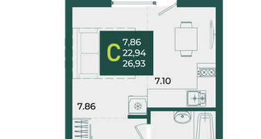 Студия, 26 м²