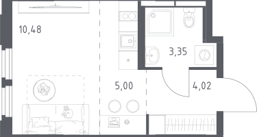 Студия, 22&nbsp;м²