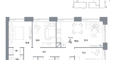 4-к. квартира, 78&nbsp;м²