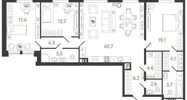 3-к. квартира, 123&nbsp;м²