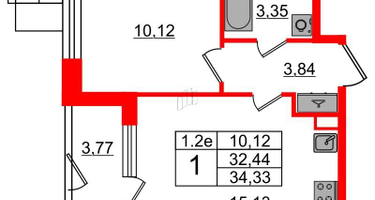 1-к. квартира, 32&nbsp;м²