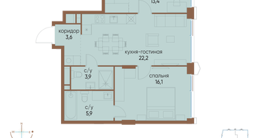 2-к. квартира, 70 м²