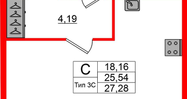 Студия, 25&nbsp;м²