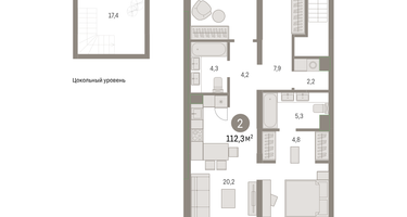 2-к. квартира, 112&nbsp;м²