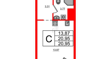 Студия, 20&nbsp;м²