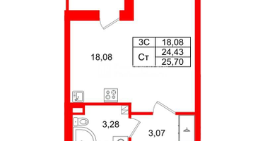 Студия, 24&nbsp;м²