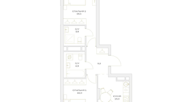2-к. квартира, 63&nbsp;м²