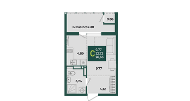 Студия, 26 м²