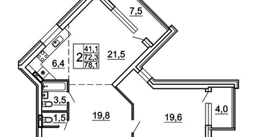 2-к. квартира, 78 м²