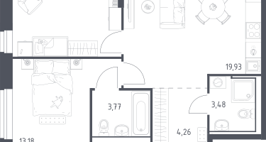 2-к. квартира, 56&nbsp;м²