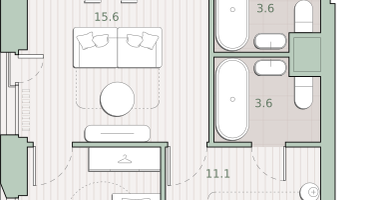 2-к. квартира, 54&nbsp;м²