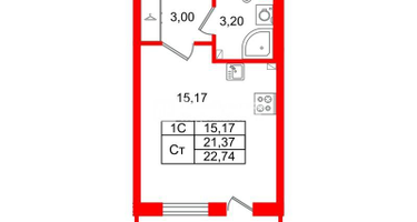 Студия, 21 м²