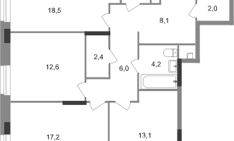 3-к. квартира, 87&nbsp;м²