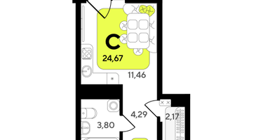 Студия, 24&nbsp;м²