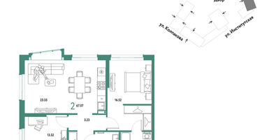 2-к. квартира, 67&nbsp;м²