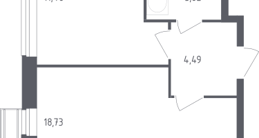 1-к. квартира, 37&nbsp;м²