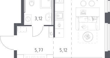 Студия, 24&nbsp;м²