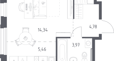 Студия, 28&nbsp;м²