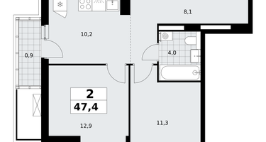 2-к. квартира, 47 м²