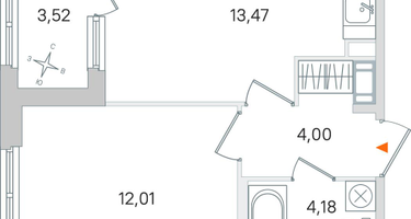 1-комнатная квартира, 35&nbsp;м²